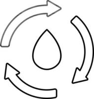 dünn Linie Kunst Wasser Recycling Symbol im eben Stil. vektor