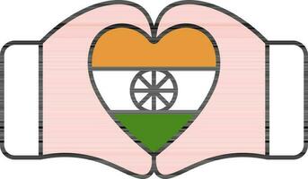 indisch Herz Flagge halten Hände bunt Symbol. vektor