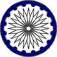 Ashoka Rad eben Symbol im Blau und schwarz Farbe. vektor