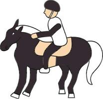 färgrik pojke ridning en häst ikon eller symbol. vektor