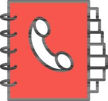 Telefon Buch Symbol im rot und Weiß Farbe. vektor