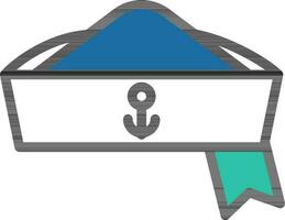 Blau und Weiß Matrose Deckel Symbol oder Symbol. vektor