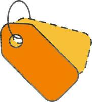 Gelb und Orange Etikette oder Etikett Symbol im eben Stil. vektor