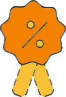 rabatt medalj ikon i gul och orange Färg. vektor