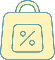 Einkaufen Tasche mit Prozentsatz Symbol im Gelb Farbe. vektor