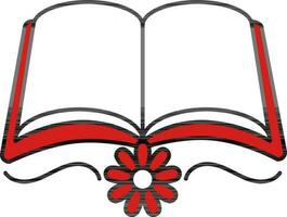 blommig design på bok ikon i röd och vit Färg. vektor