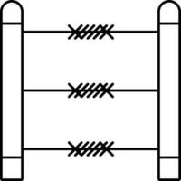 hullingförsedda tråd staket ikon i svart översikt. vektor