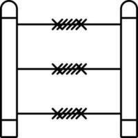 mit Widerhaken Draht Zaun Symbol im schwarz Umriss. vektor