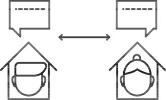 Kommunikation Entfernung von Zuhause Symbol im schwarz Linie Kunst. vektor