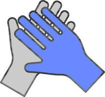 grau und Blau zusammen Hand eben Symbol oder Symbol. vektor