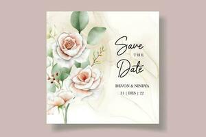 elegant Hochzeit Einladung Karte mit schön Aquarell Rosen vektor