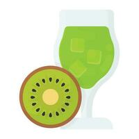 ein Symbol zeigen Cocktail Glas gefüllt mit trinken und Kiwi Obst Scheibe beiseite vektor