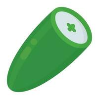 halv skära lång grön vegetabiliska vanligtvis Begagnade i sallad, detta är gurka vektor