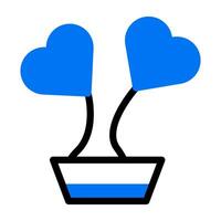 Blume Liebe Symbol Duotone Blau schwarz Farbe Mutter Tag Symbol Illustration. vektor