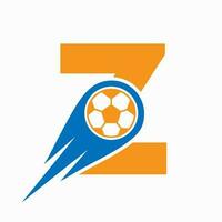 Brief z Fußball Logo Konzept mit ziehen um Fußball Symbol. Fußball Logo Vorlage vektor