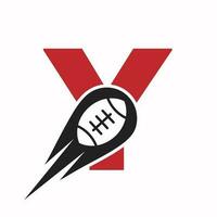 första brev y rugby logotyp, amerikan fotboll symbol kombinera med rugby boll ikon för amerikan fotboll logotyp design vektor