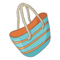 handgezeichnete blau und orange gestreifte Strandtasche vektor