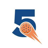 Initiale Brief 5 Pickleball Logo Konzept mit ziehen um Pickleball Symbol. Essiggurke Ball Logo Vektor Vorlage