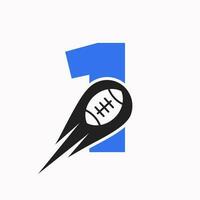 Initiale Brief 1 Rugby Logo, amerikanisch Fußball Symbol kombinieren mit Rugby Ball Symbol zum amerikanisch Fußball Logo Design vektor