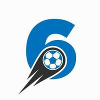Brief 6 Fußball Logo Konzept mit ziehen um Fußball Symbol. Fußball Logo Vorlage vektor