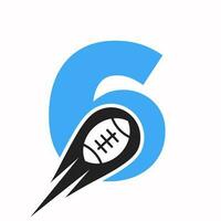 första brev 6 rugby logotyp, amerikan fotboll symbol kombinera med rugby boll ikon för amerikan fotboll logotyp design vektor