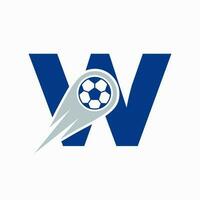 Brief w Fußball Logo Konzept mit ziehen um Fußball Symbol. Fußball Logo Vorlage vektor