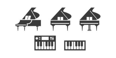 Klavier eben Netz Symbol Satz. großartig Klavier, Klaviatur, Synthesizer Logo Design. Tastatur Instrument einfach großartig Klavier Zeichen Silhouette solide schwarz Symbol Vektor Design. Musical Instrumente Konzept