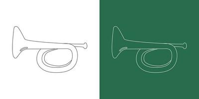 bugle linje teckning tecknad serie stil. mässing instrument bugle ClipArt teckning i linjär stil isolerat på vit och svarta tavlan bakgrund. musikalisk vind instrument ClipArt begrepp, vektor design