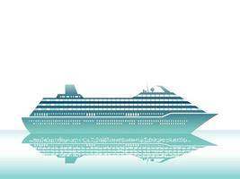 Luxuskreuzfahrtschiff mit Textraum lokalisiert auf einem weißen Hintergrund vektor