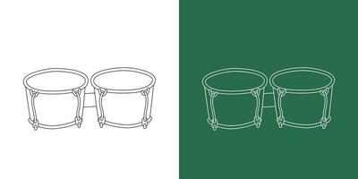 bongo trumma linje teckning tecknad serie stil. percussion instrument bongo trumma ClipArt teckning i linjär stil isolerat på vit och svarta tavlan bakgrund. musikalisk instrument ClipArt begrepp, vektor design