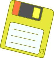 Gelb Diskette Scheibe, 90er Jahre Technologie, alt Scheibe, CD-ROM, Jahrgang Technologie, alt Technologie, Computer Datei, tragbar schwer Scheibe, Computer Vektor Illustration Hintergrund