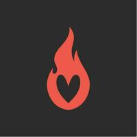 röd flammande kärlek symbol logotyp på svart bakgrund. stam- dekal stencil tatuering design. platt vektor illustration.