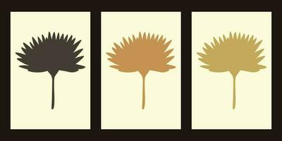 uppsättning av minimalistisk målningar med botanisk element i brun färger. för interiör dekoration, skriva ut och design vektor