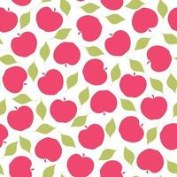 röd äpplen och löv sömlös mönster. frukt element prydnad isolerat på vit. vektor illustration