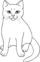 söt Sammanträde katt porträtt på vit bakgrund. Sammanträde djur- kontur. hand dragen katt. skiss. vektor konst