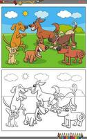 Karikatur Hunde und Welpen Zeichen Gruppe Färbung Seite vektor