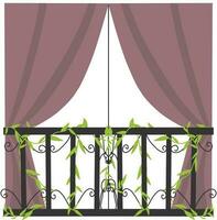 Illustration von ein Balkon mit ein Vorhang und ein dekorativ Element. vektor