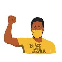 svart afrikansk man höjning hans hand protesterar mot i social aktivitet platt vektor illustration