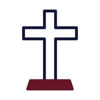 salib ikon duotone rödbrun Marin Färg påsk symbol illustration. vektor