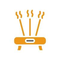 rökelse ikon fast stil orange grå Färg kinesisk ny år symbol perfekt. vektor
