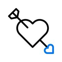 pil kärlek ikon duofärg blå stil valentine illustration symbol perfekt. vektor