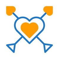 Pfeil Liebe Symbol Duotone Blau Orange Stil Valentinstag Illustration Symbol perfekt. vektor