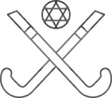 Eishockey gekreuzt Stöcke Symbol im Linie Kunst. vektor