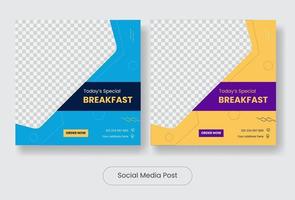 spezielles Frühstück Social Media Post Template Banner Set vektor