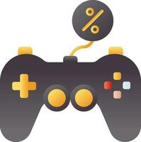 rabatt på video spel kontrollant för försäljning eller handla grå och gyllene ikon. vektor