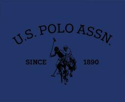 uns Polo assn Marke Symbol mit Name schwarz Logo Kleider Design Symbol abstrakt Vektor Illustration mit Blau Hintergrund