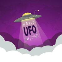 värld UFO dag 2:a juli baner illustration på natt lutning bakgrund vektor