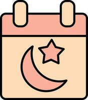 Muslim Kalender Symbol im rot und Orange Farbe. vektor