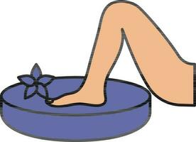 Fuß Massage oder Pediküre Symbol im Blau und Orange Farbe. vektor