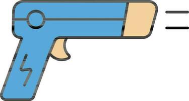 Taser Gewehr Symbol im Blau und Orange Farbe. vektor